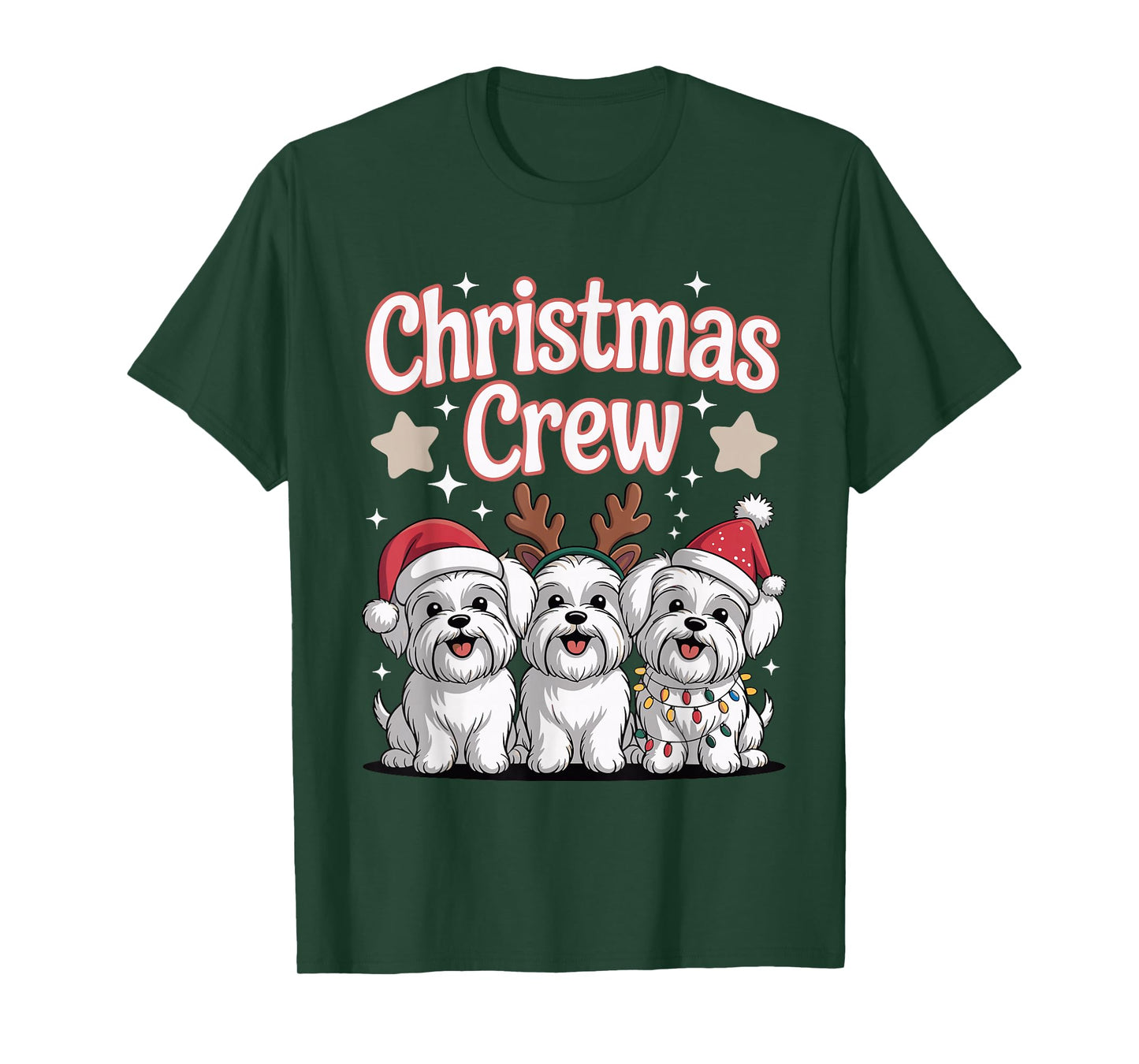 Christmas Crew Xmas Puppy Dog Breed Funny Christmas Maltese T-Shirt