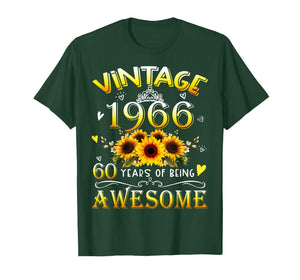 Vintage 1966 Sunflower 60th B-Day 60 Years of Being Awesome T-Shirt