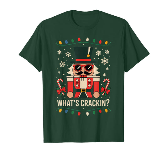 Funny Christmas Nutcracker Men Kids Teen Boys Whats Crackin T-Shirt