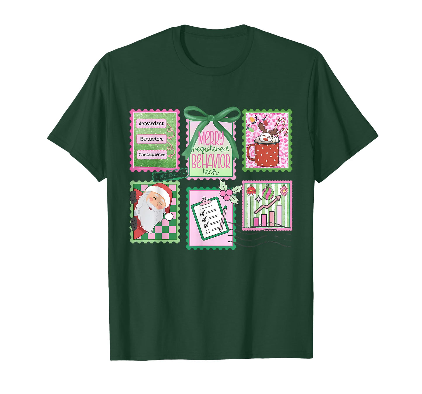 Stamp Bow RBT Registered Behavior Technician Christmas ABA T-Shirt