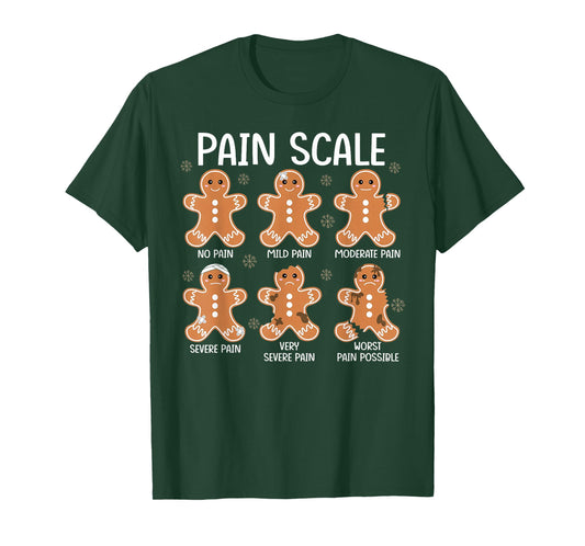 Pain Scale Funny Gingerbread Man Christmas Nurse Holiday T-Shirt