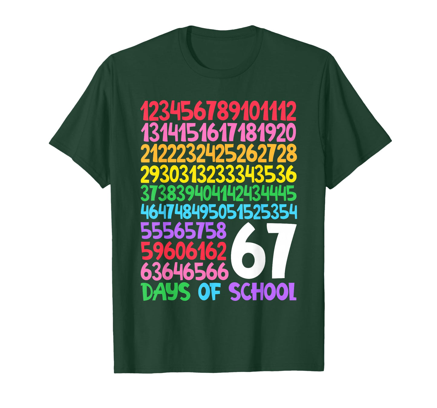 67th Day of School Teacher Kids 67 Math Number Six Seven T-Shirt