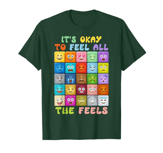Its Okay to Feel All The Feels, Mental Health Self-Care Kids T-Shirt