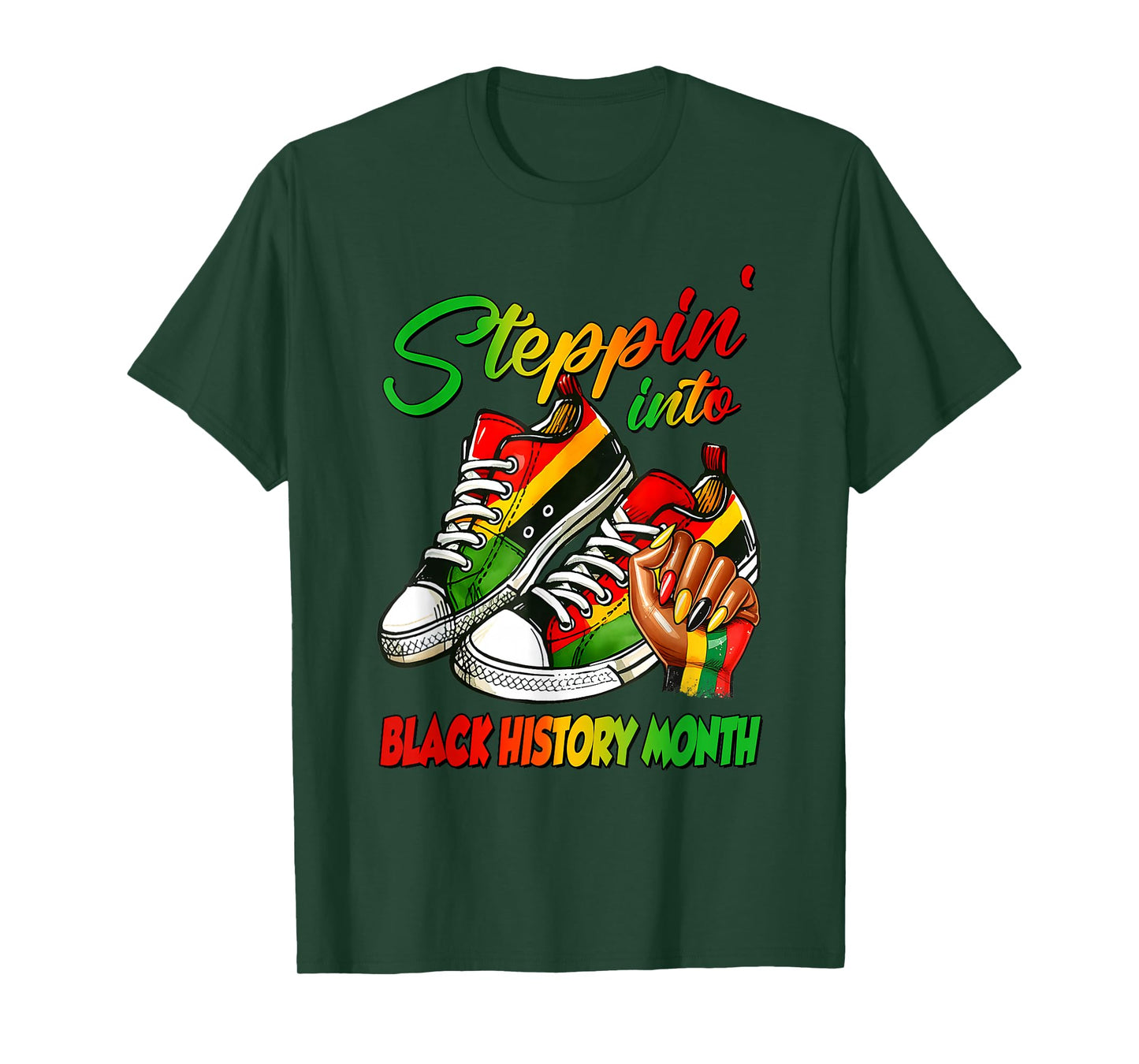 Stepping Into Black History Month Black Afro Woman Girls T-Shirt