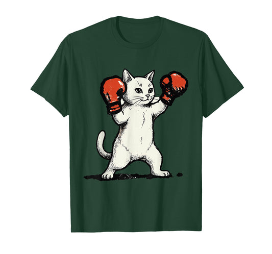 Boxing Cat Shirt Fighter Funny Animal Graphic Boxer Men T-Shirt