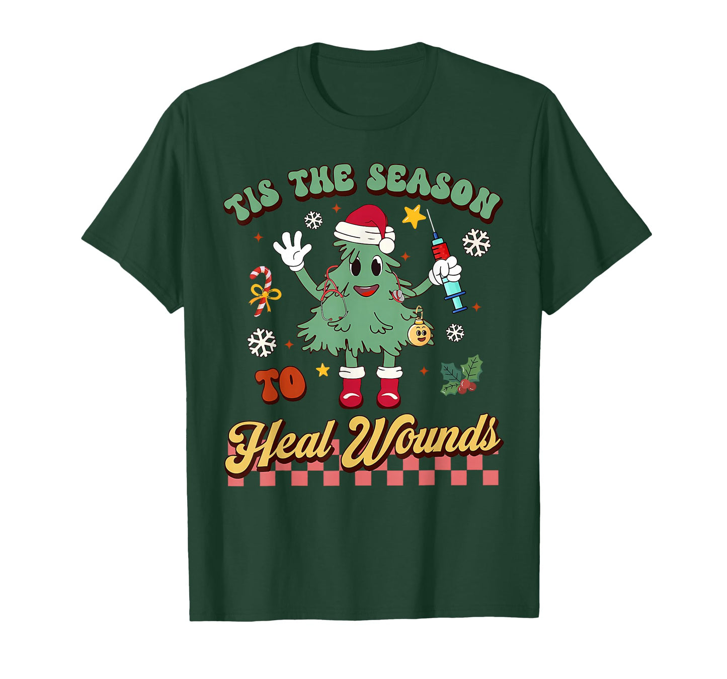 Tis The Season Heal Wound Care Nurse Christmas Ostomy Woc T-Shirt