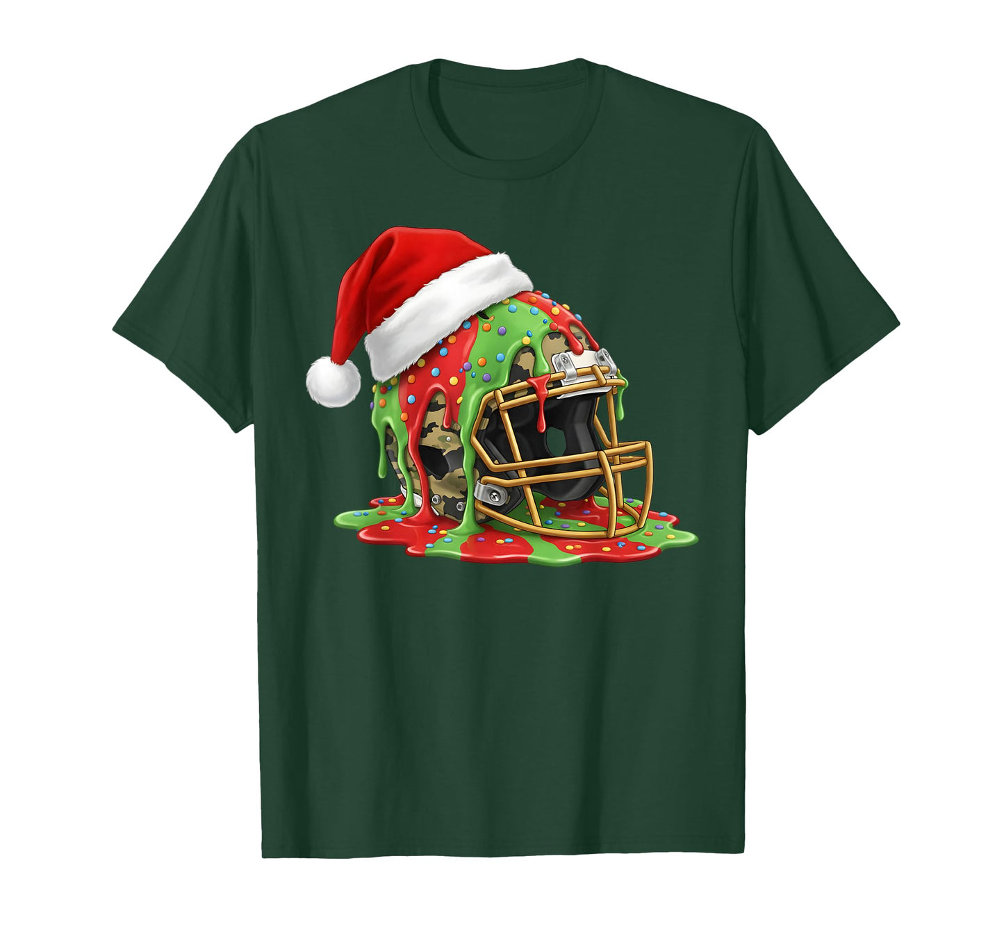 Christmas Football Drip Boys Ice Cream Drip Camo Santa Xmas T-Shirt