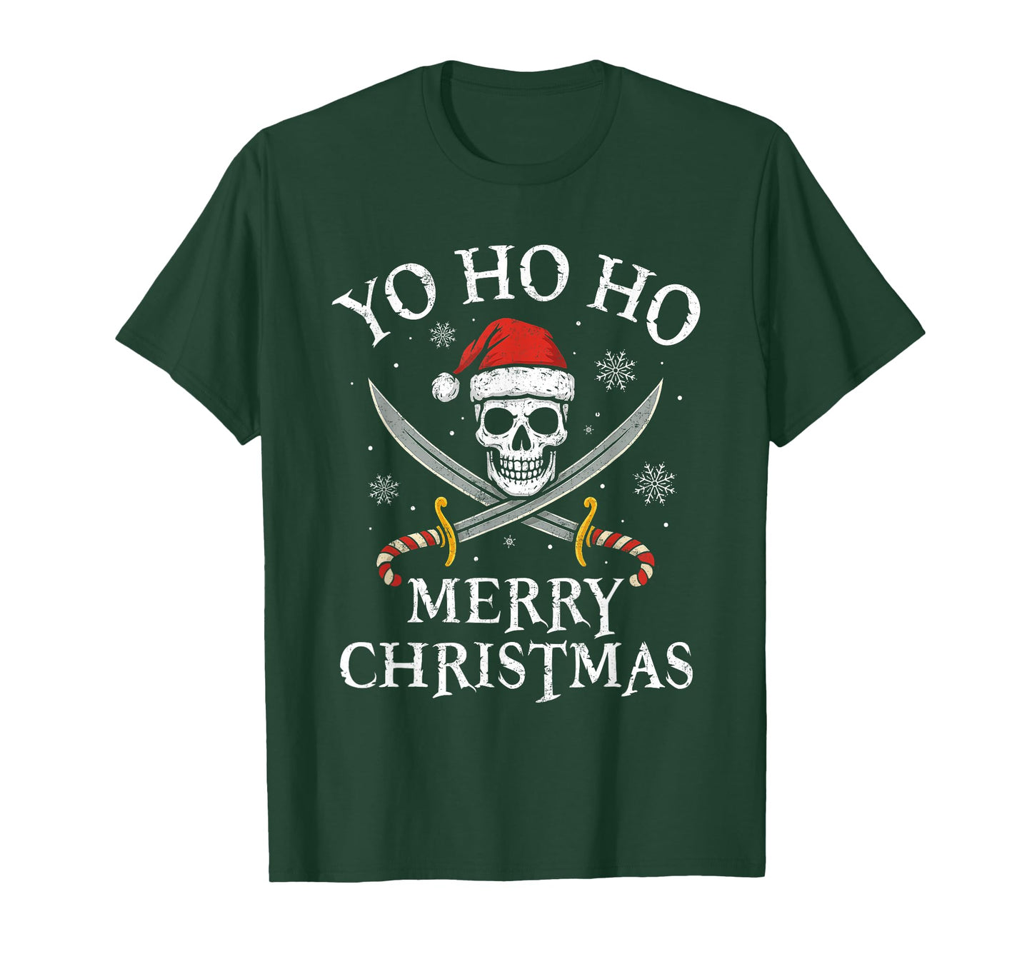 Yo Ho Ho Merry Christmas Holiday Pirate Santa Hat Boating T-Shirt