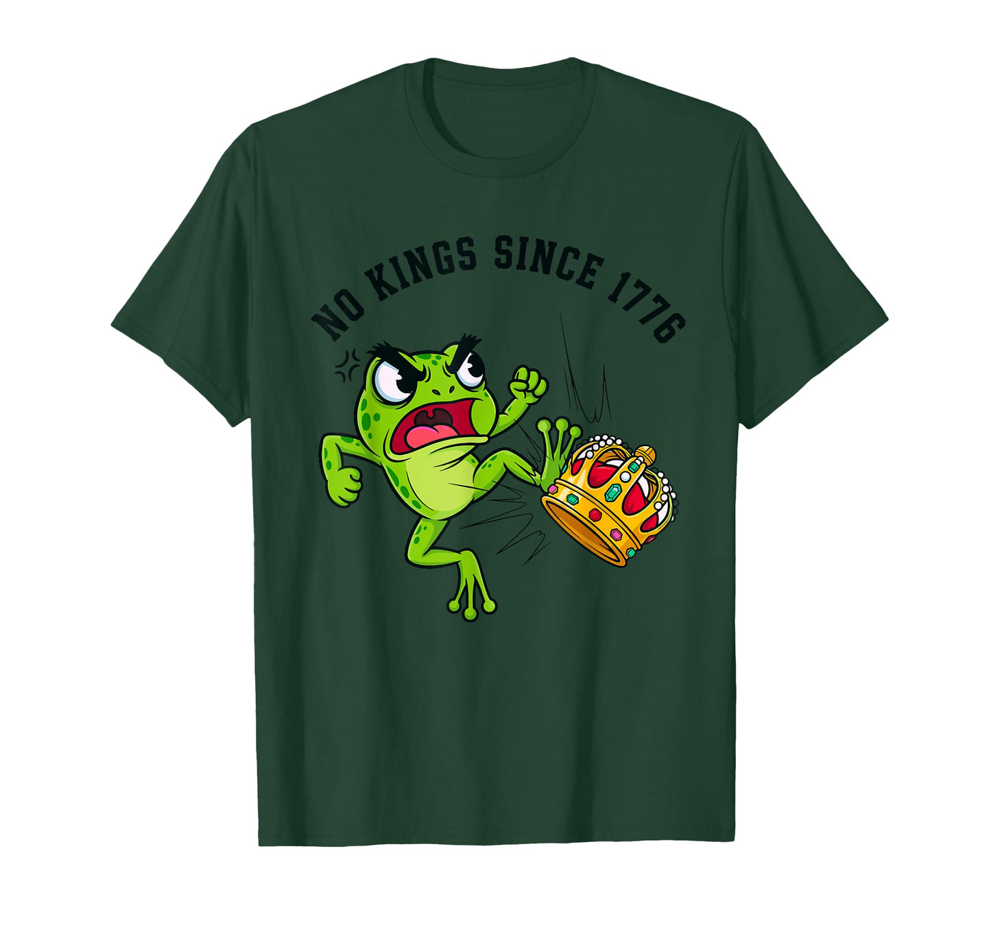 No Kings Since 1776 Angry Frog Patriotic Freedom USA T-Shirt