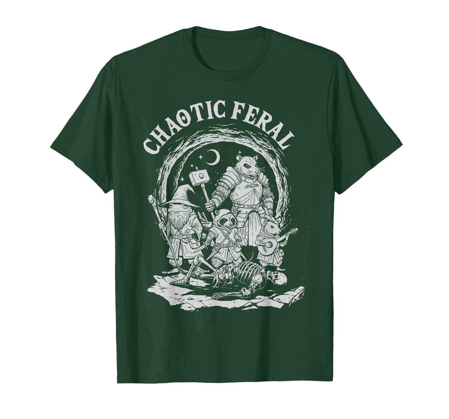 Chaotic Feral Funny RPG Party Fantasy Animal Meme T-Shirt