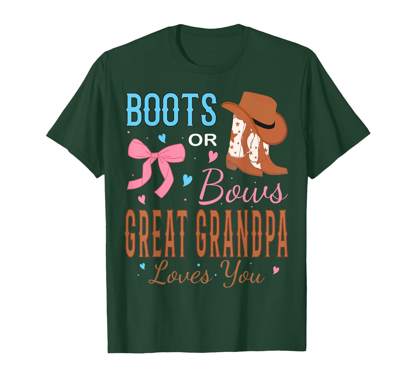 Boots Or Bows Great Grandpa Loves You Gender Reveal Party T-Shirt