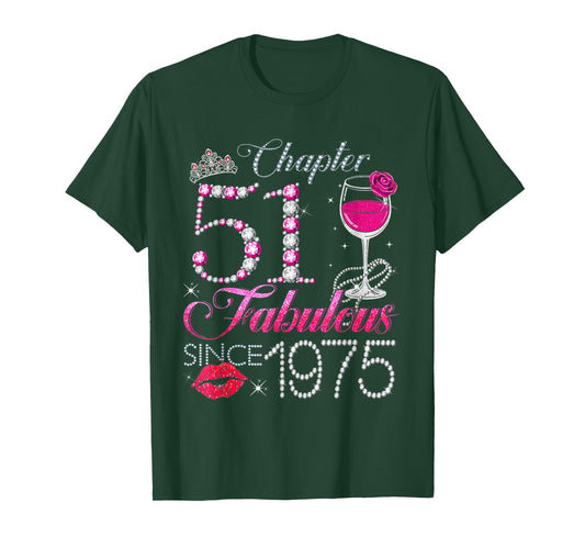 Chapter 51 Fabulous Since 1975 51st Birthday Queen Diamond T-Shirt