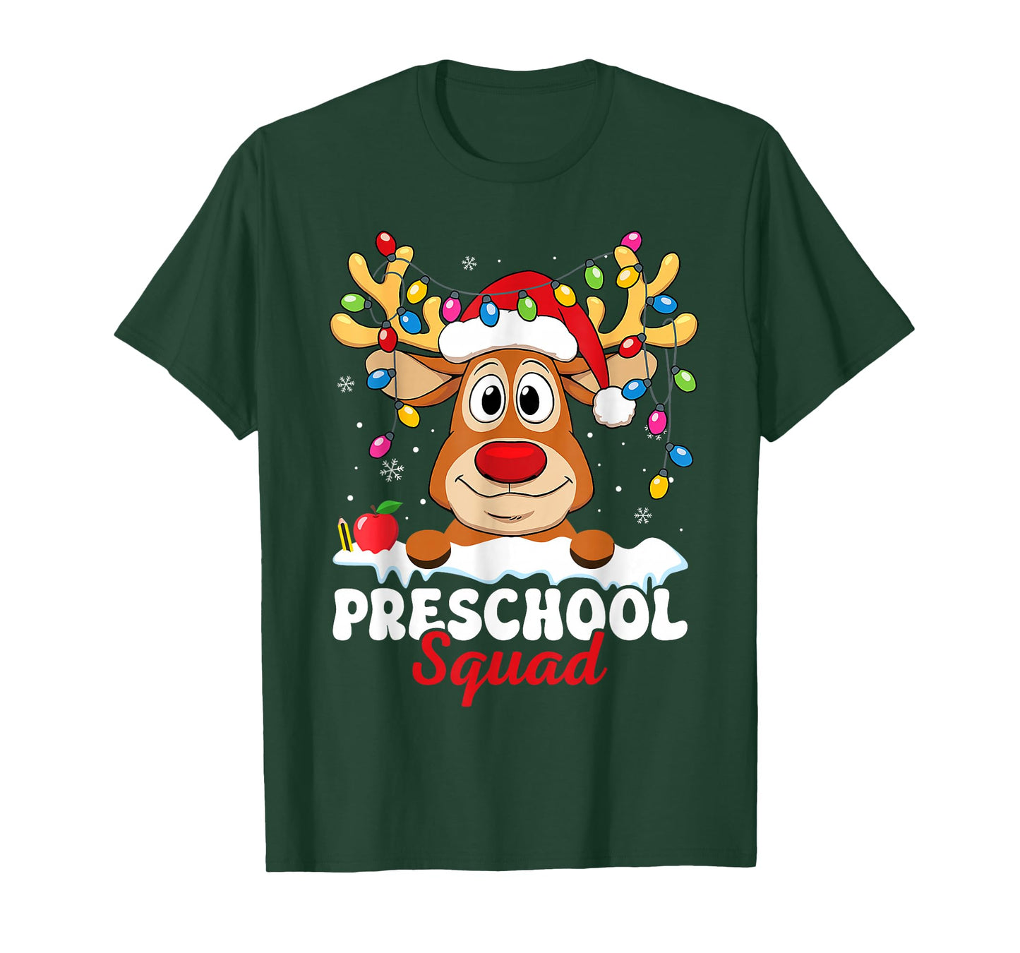 Preschool Teacher Christmas Preschool Squad Reindeer Xmas T-Shirt
