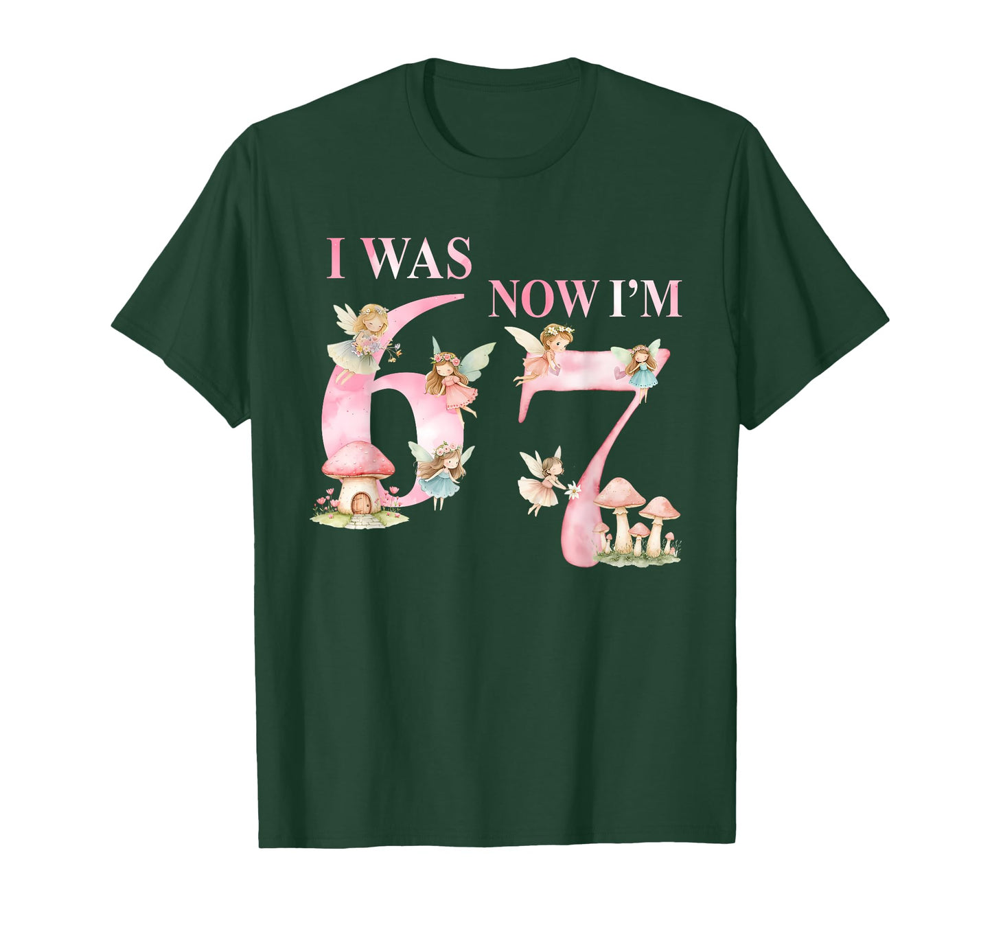 Aesthetic Girly I was 6 Now I'm 7 Fairy Birthday Girl Party T-Shirt