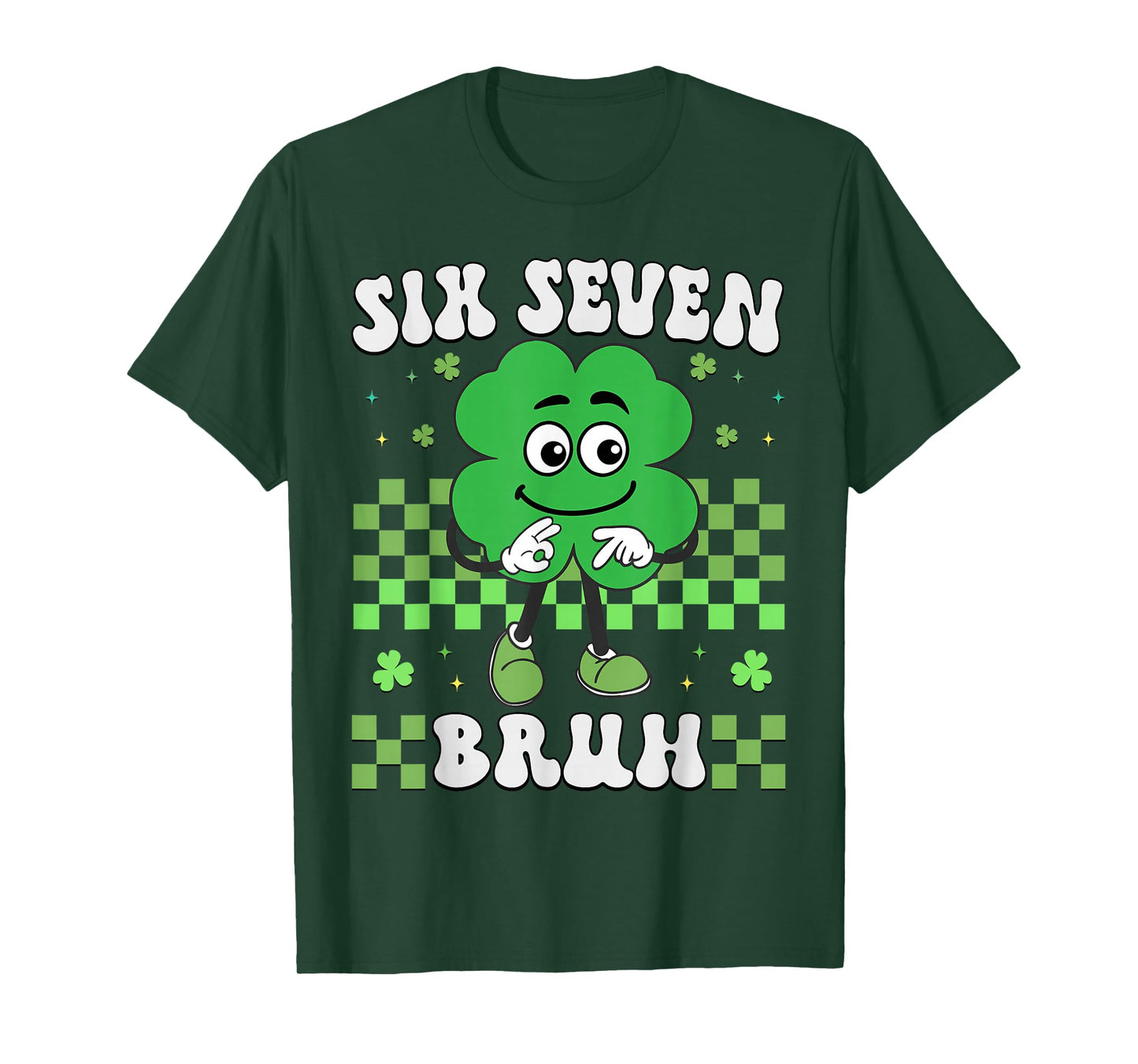 Six Seven Bruh 67 St Patrick's Day Shamrocks Boys Girls Kids T-Shirt