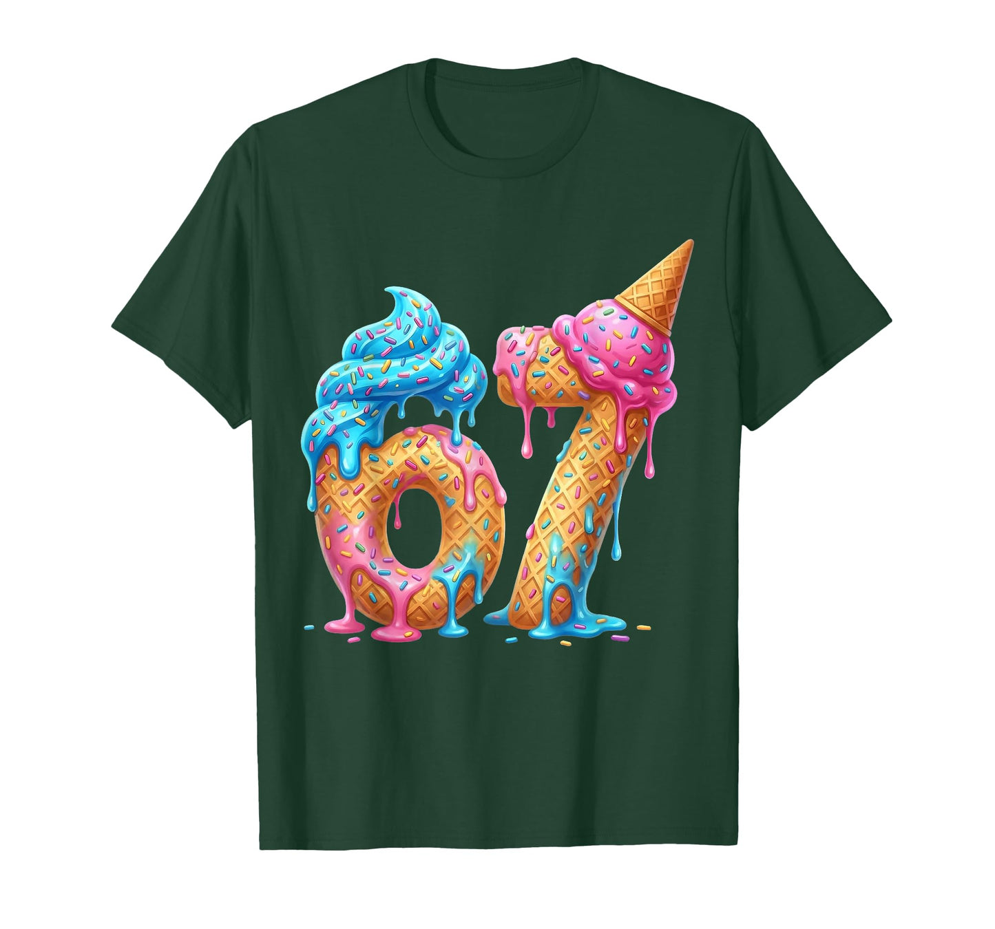 Six Seven 67 Drip 6 7 Ice Cream Dripping 6-7 Meme Funny T-Shirt