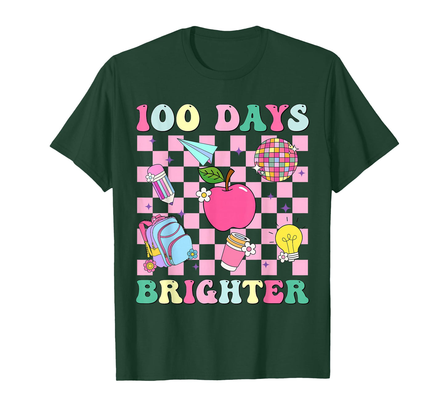 100 Days Brighter Retro Disco 100th Day of School Teacher T-Shirt