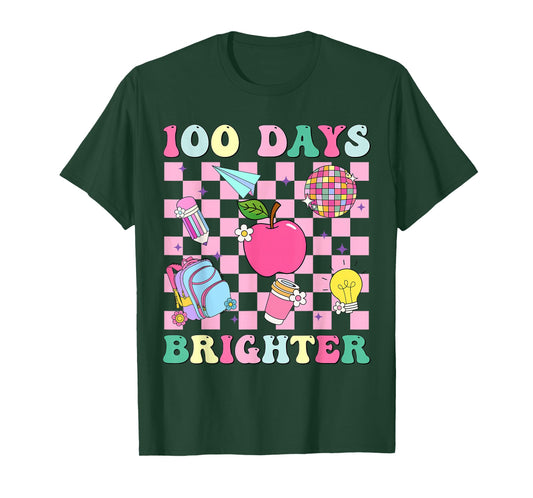 100 Days Brighter Retro Disco 100th Day of School Teacher T-Shirt