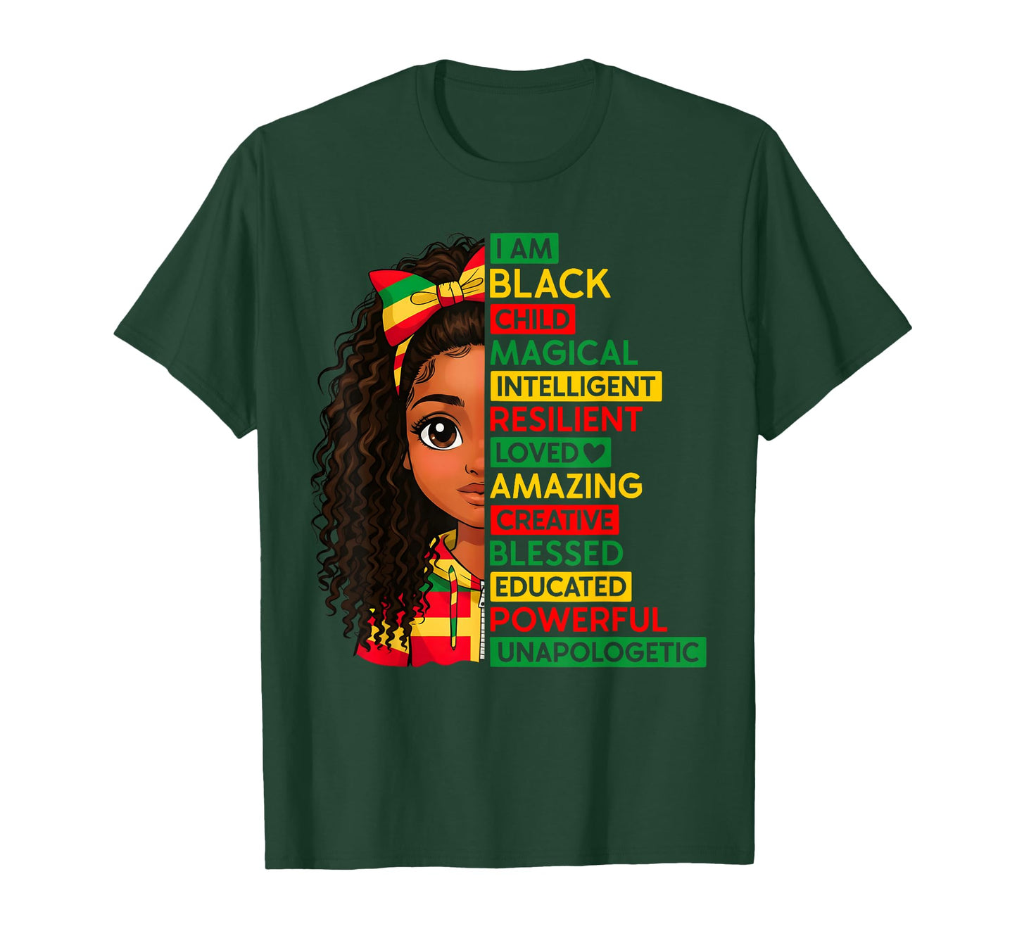 I Am Black Child History Month African Girls Women Kids T-Shirt