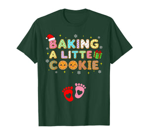Pregnancy Announcement Christmas Funny Baking Little Cookie T-Shirt