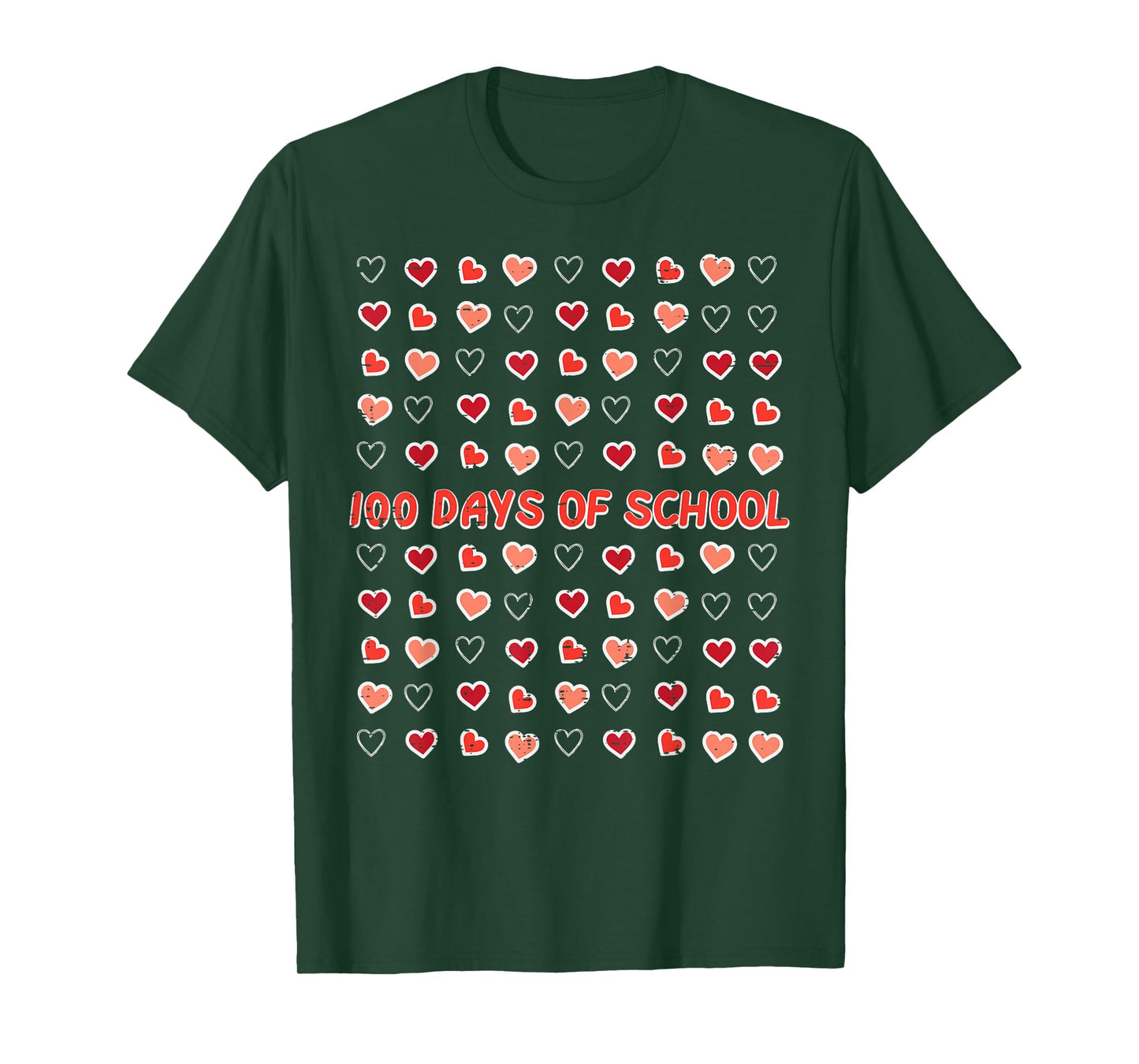 100 Days of School Hearts Cute 100th Day Girls Kids Women T-Shirt