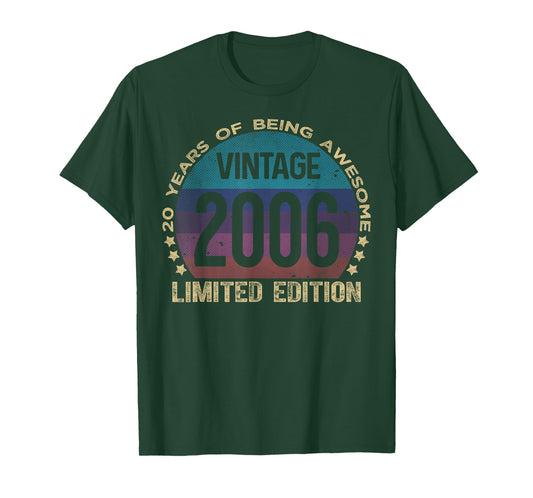20 Year Old Gifts Vintage 2006 Limited Edition 20th Birthday T-Shirt