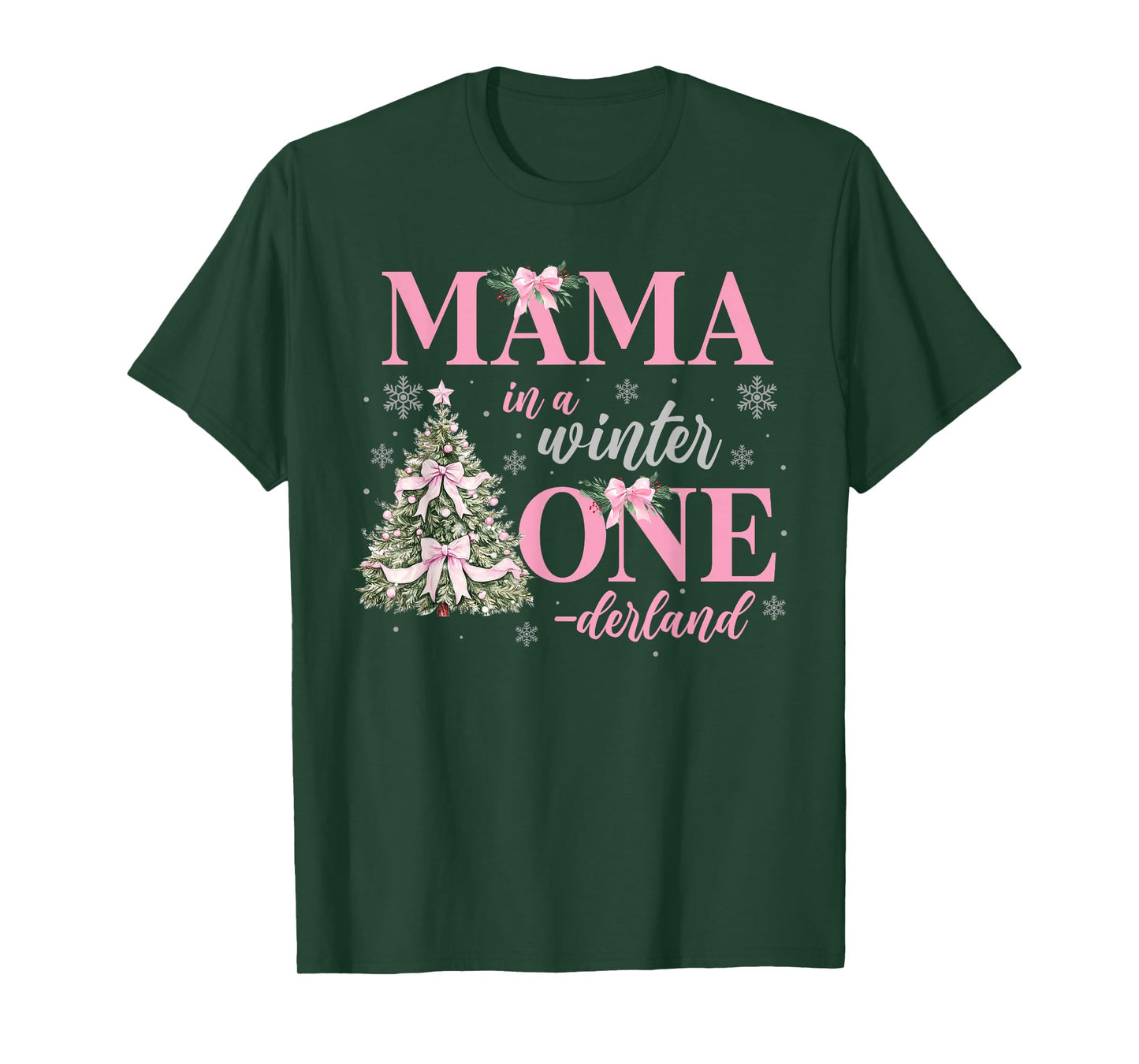 Mama in a Winter Onederland Birthday Girl Christmas Tree T-Shirt