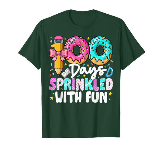100 Days Sprinkled with Fun Donut 100th Day of School Girls T-Shirt