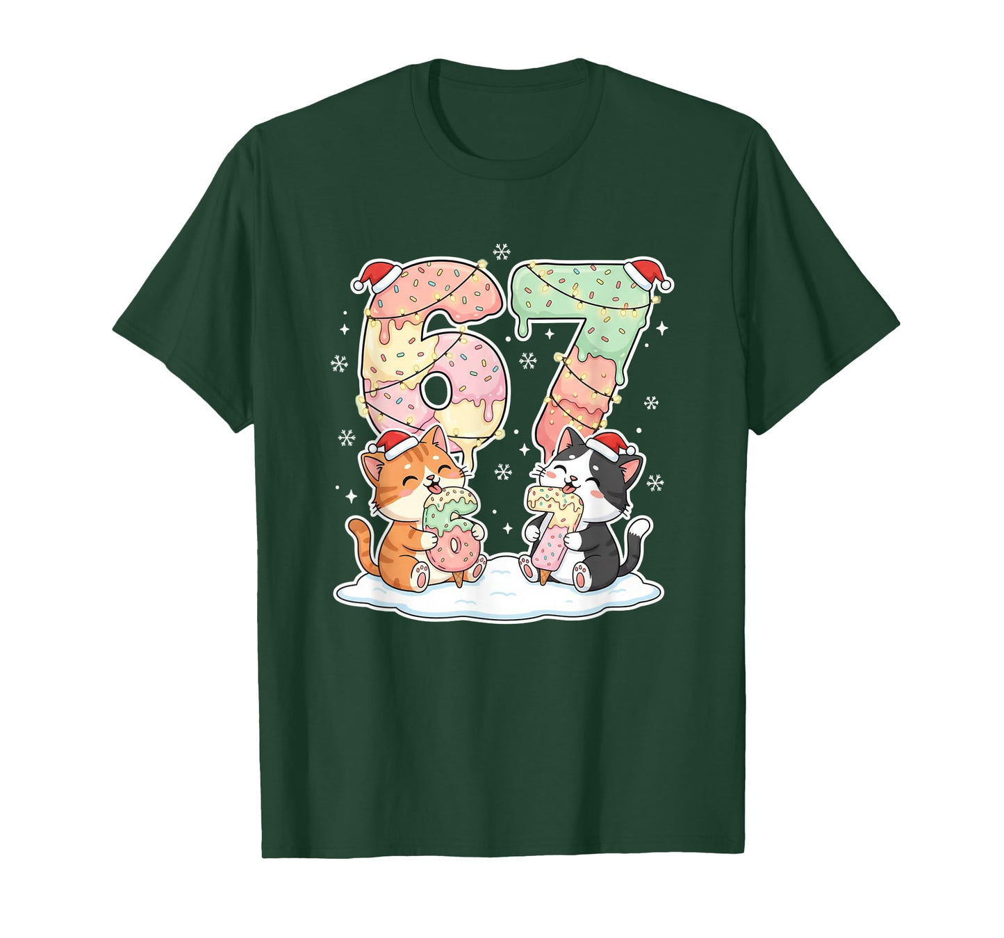 Funny Cat Christmas 67 Ice Cream Drip Meme Number 6 7 Girls T-Shirt