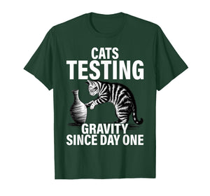 Funny Cat Physics Testing Gravity Since Day One, Math Joke T-Shirt