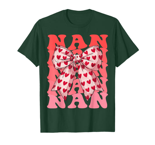 Coquette Bow NAN Name Aesthetic Women Mothers Day Design T-Shirt