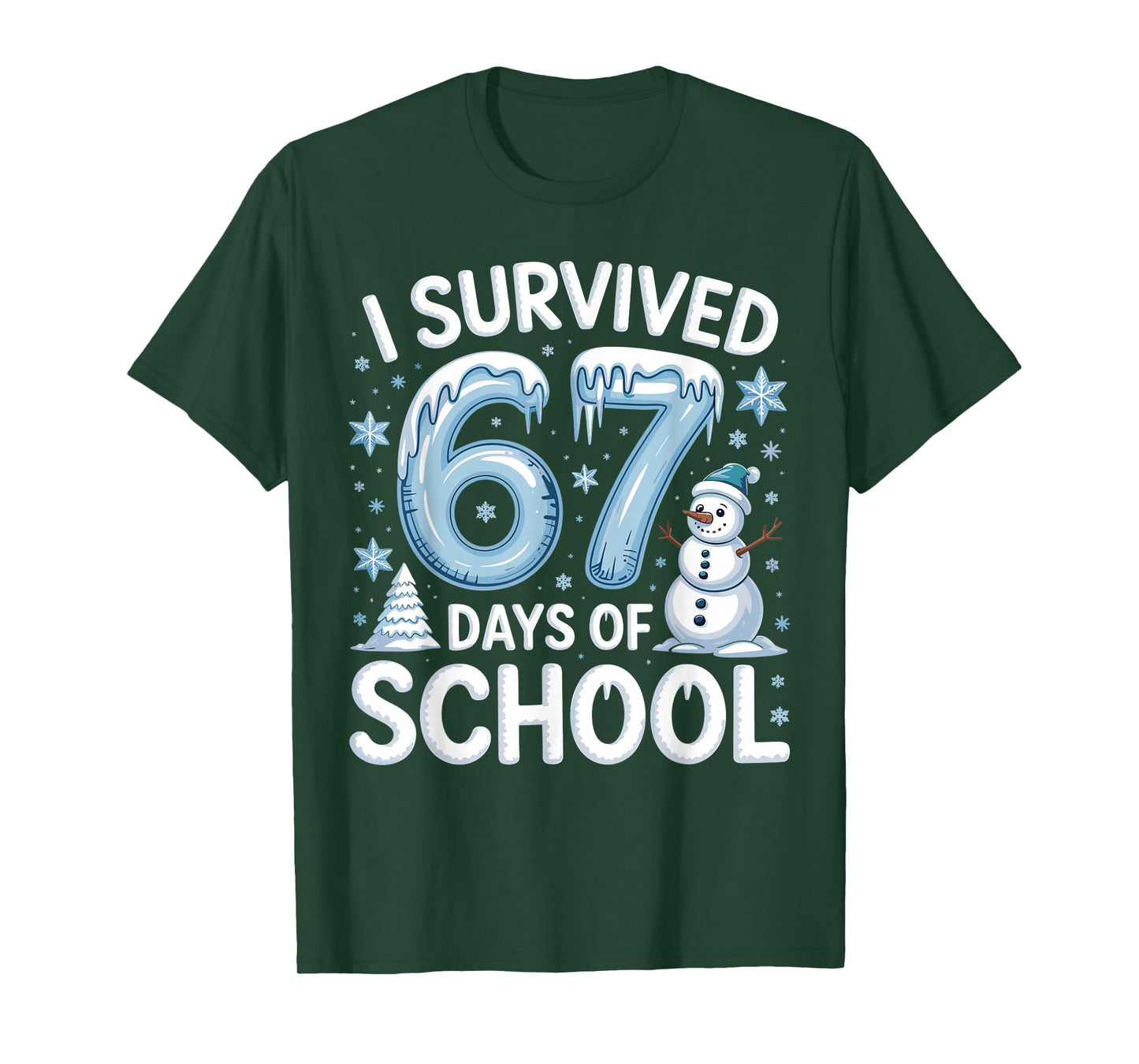 I Survived 67 Days of School Christmas Candy Cane Six Seven T-Shirt