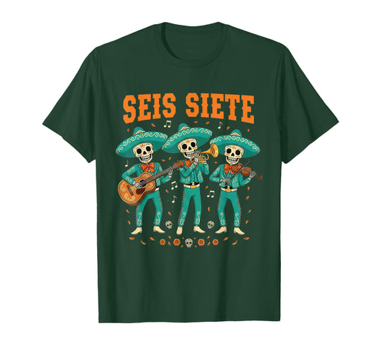 Retro SEIS Siete Mexican 67 Funny Skull T-Shirt