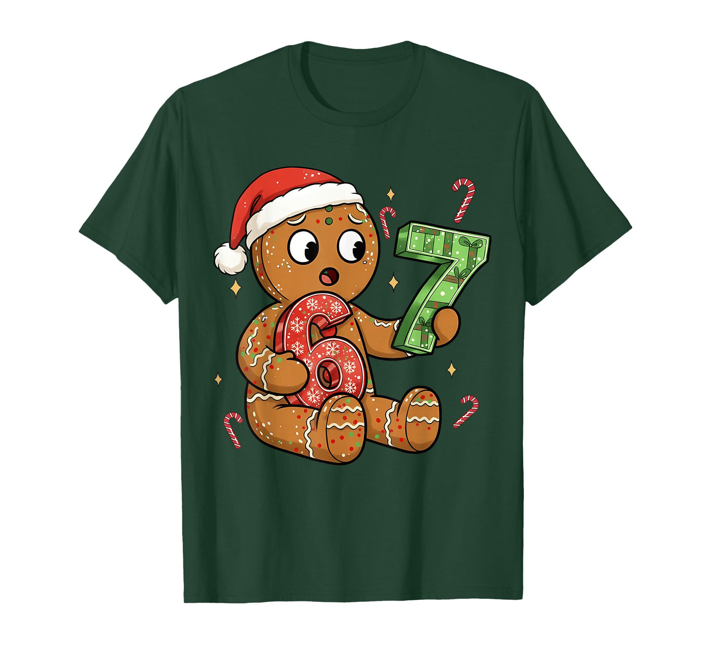 Gingerbread Six Seven 67 Meme 6 7 Funny Christmas Boys Kids T-Shirt