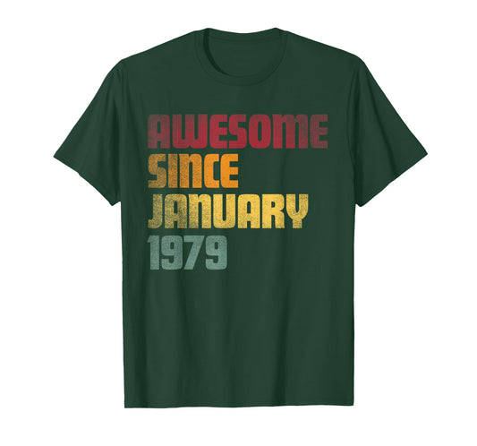 Awesome Since January 1979 47th Birthday - Vintage T-Shirt