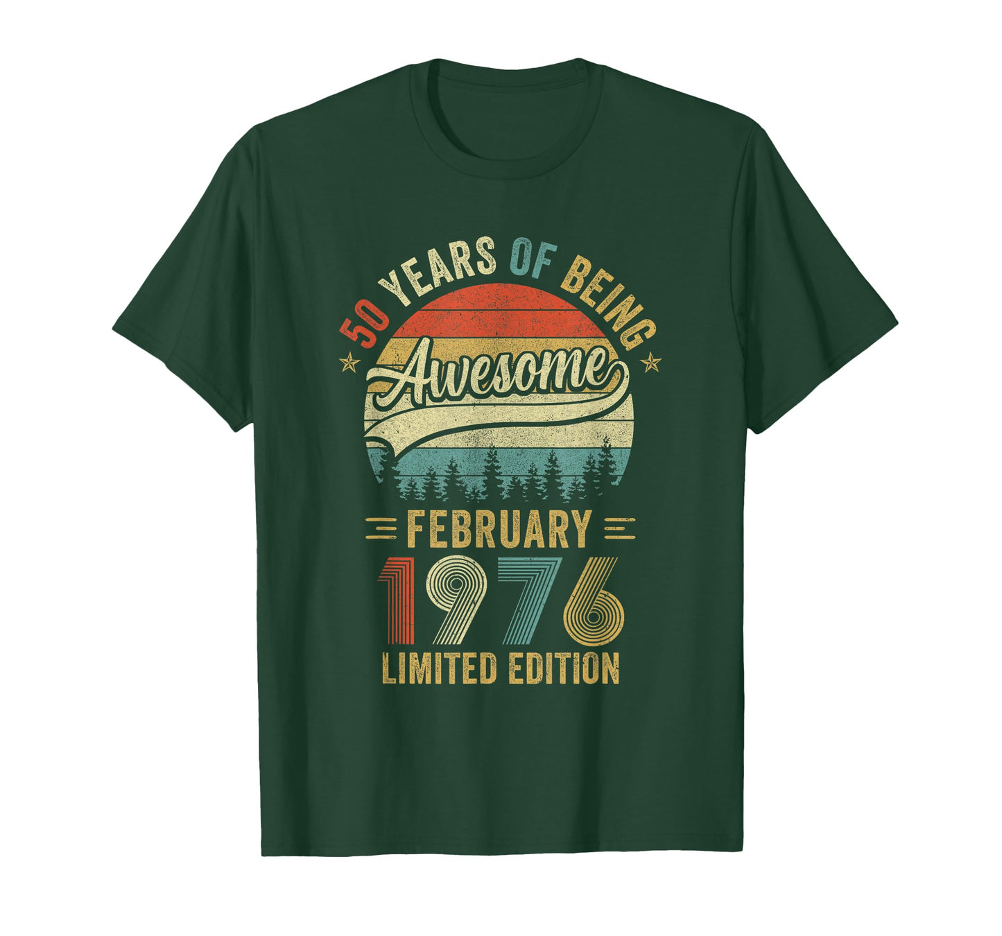 Vintage February 1976 Old 50Th Birthday Men Women T-Shirt