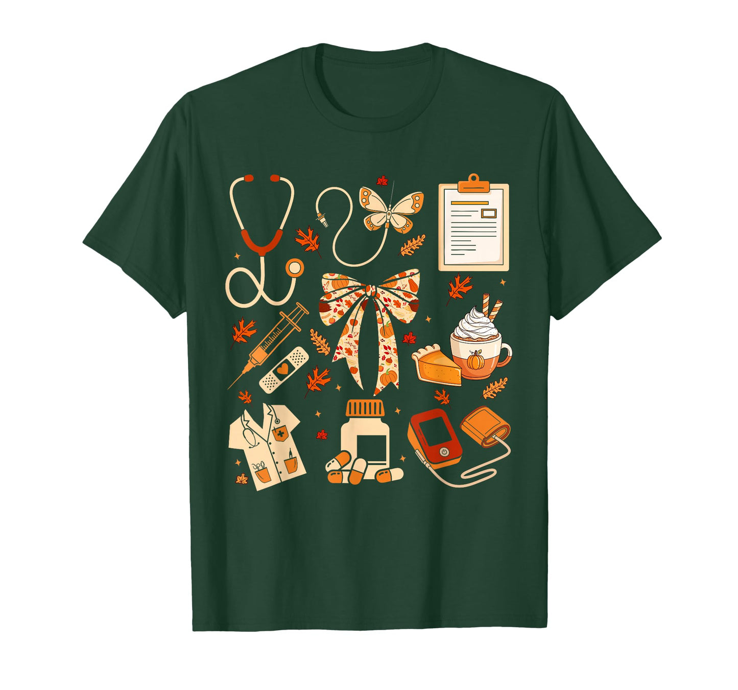 Thankful Nurse Coquette Bow Fall Thanksgiving Scrub Top T-Shirt