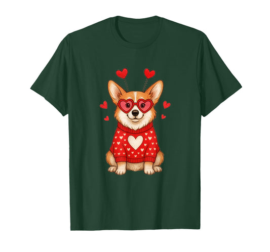 Cute Valentine Dog for Love Couples: Corgi T-Shirt