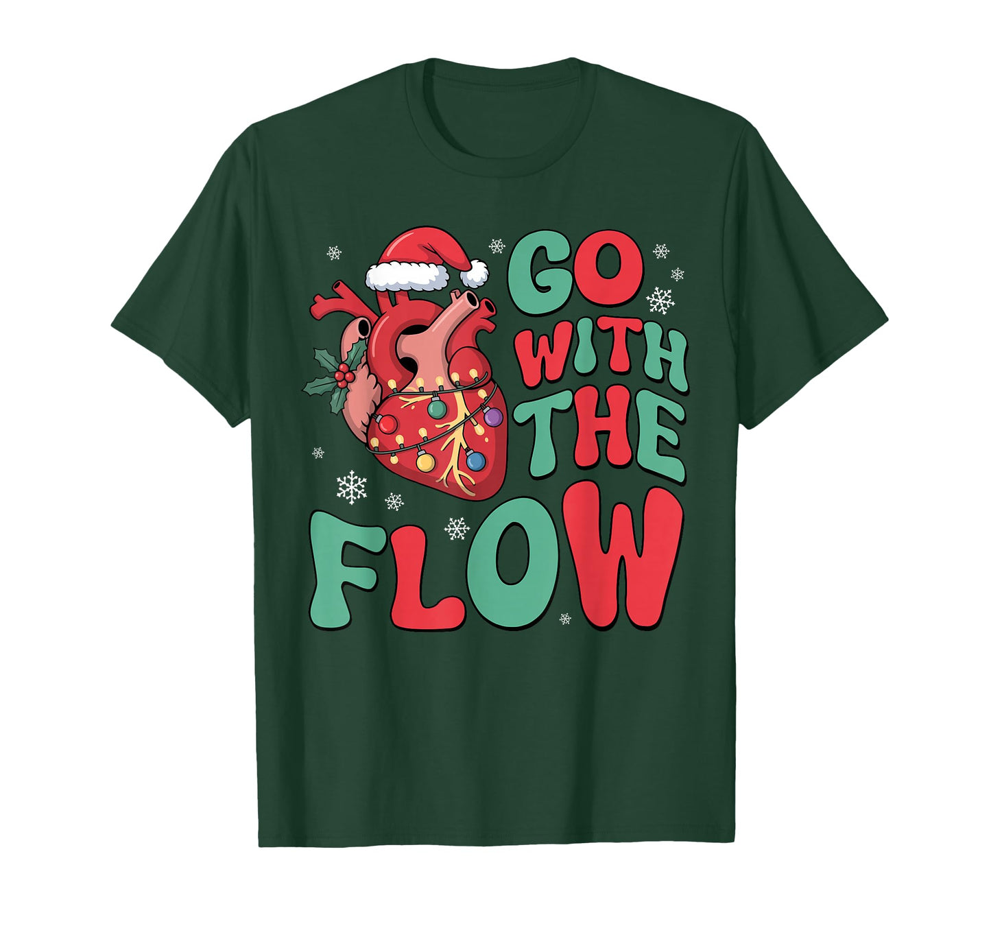 Vintage CVICU Cardiac Nurse Xmas Heart Flow T-Shirt