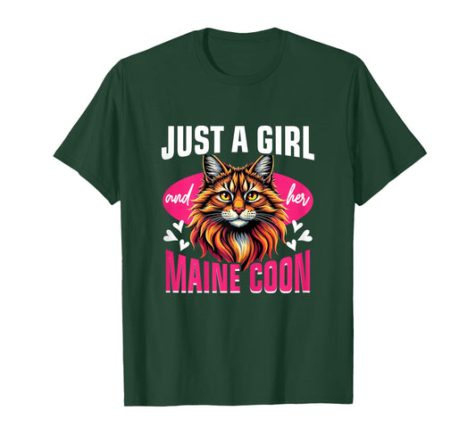 Maine Coon Cat Lover, Just A Girl and Her Maine Coon T-Shirt