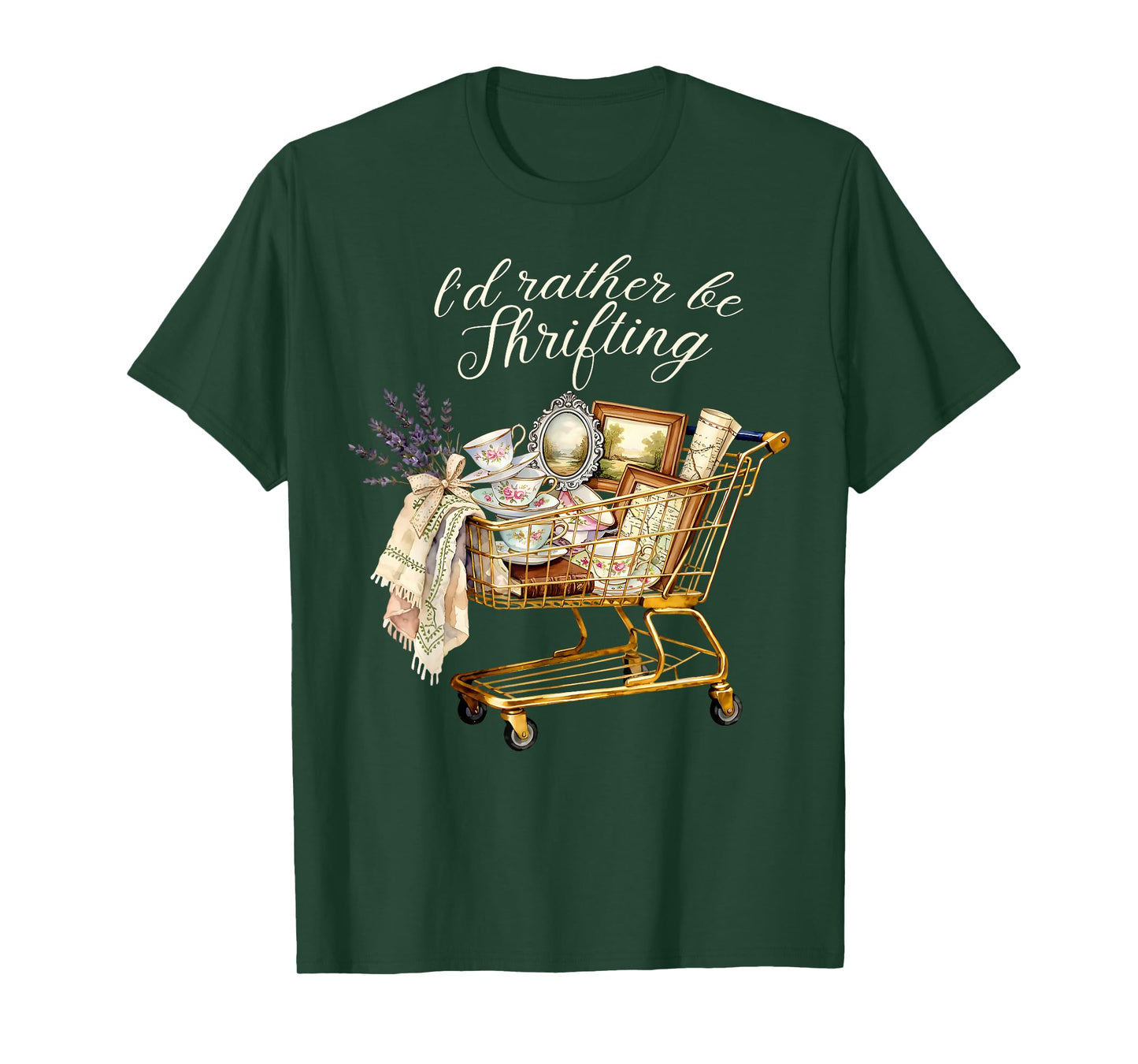 I'd Rather Be Thrifting Vintage Shopping Quote Thrift Lover T-Shirt