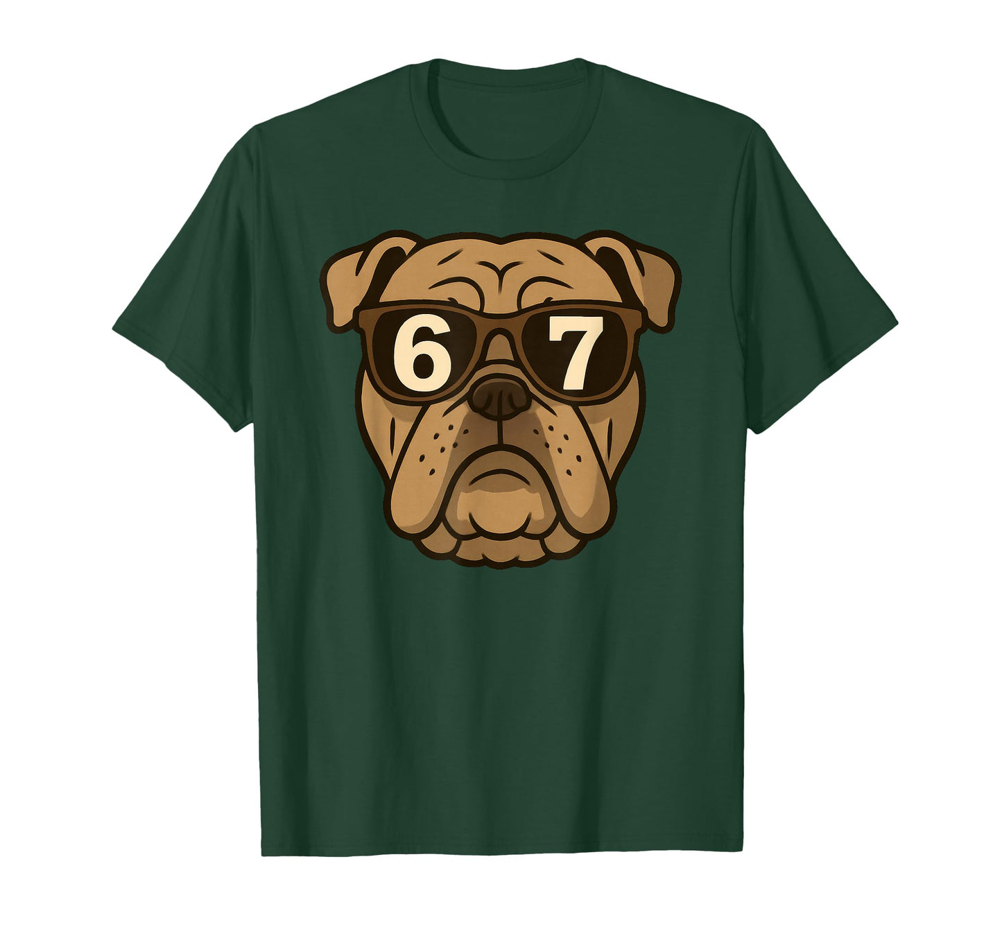 Funny English Bulldog Dog Sunglasses 67 Six Seven Meme T-Shirt