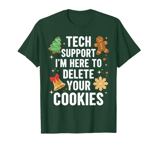 Men Boys Support Here to Delete Your Cookies Funny Christmas T-Shirt