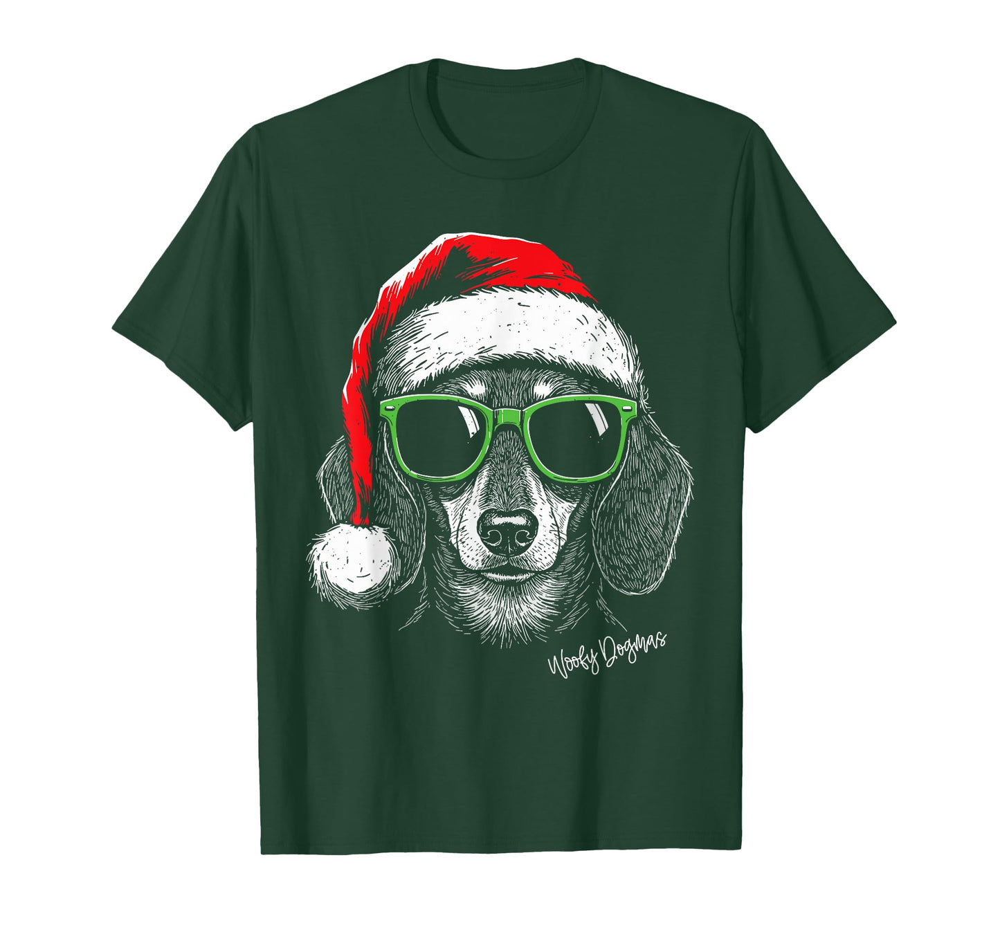 Dachshund Christmas Wiener Dog Santa Hat Weenie Woofy Dogmas T-Shirt