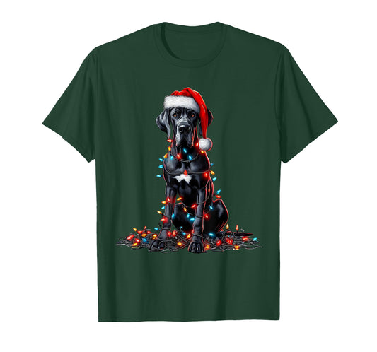Great Dane Christmas Lights Dog Lover Xmas Pajama T-Shirt
