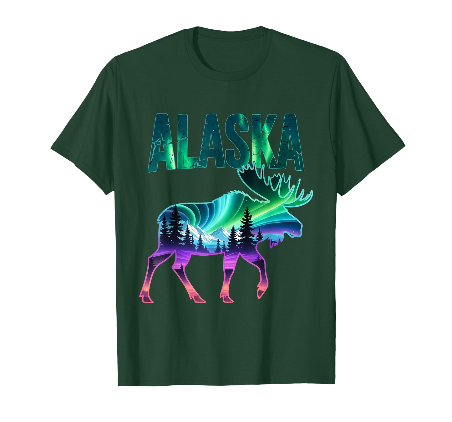 Alaska Northern Lights Viewing Moose Vacation Trip T-Shirt