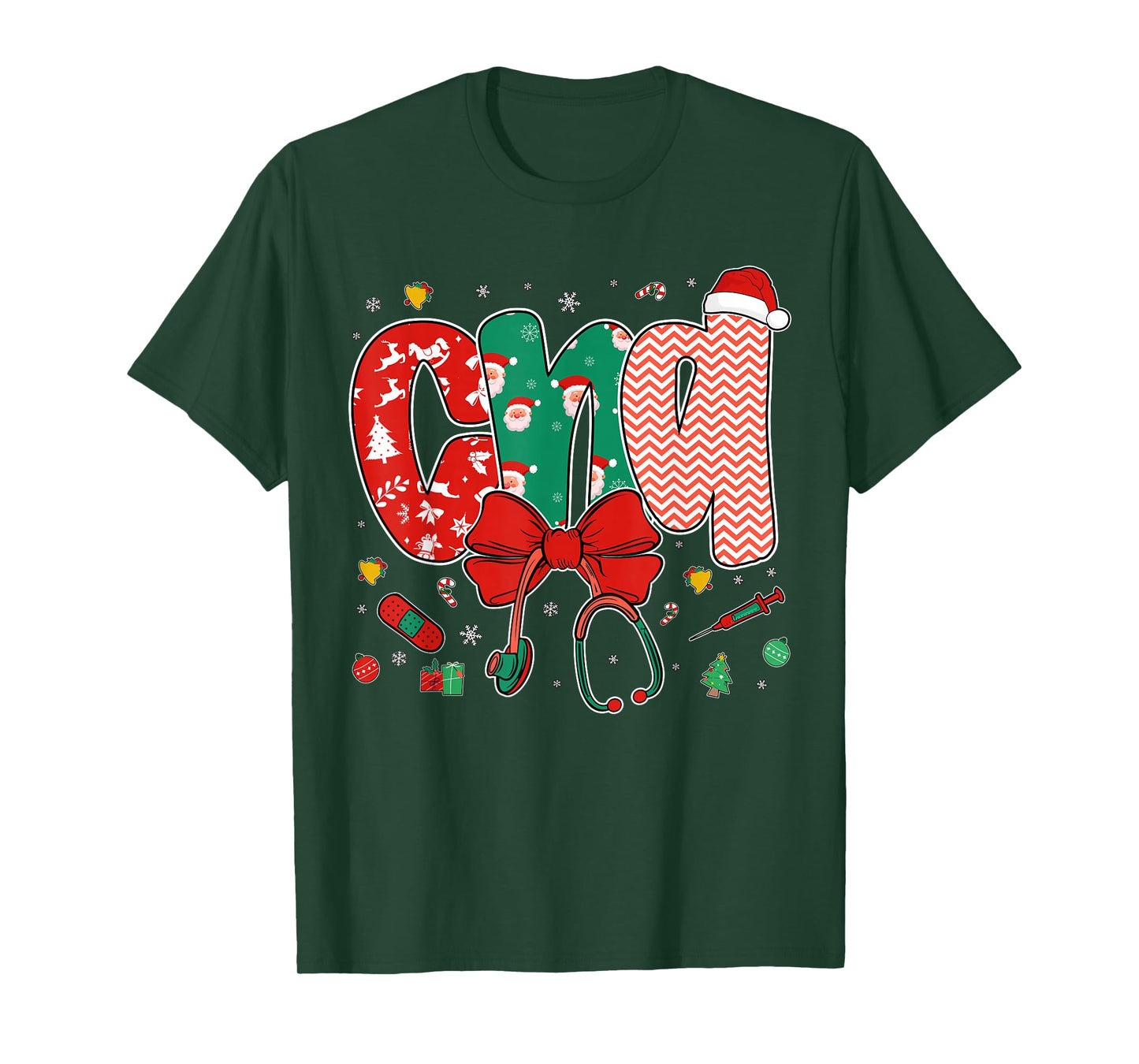 CNA Christmas Coquette Bow Certified Nursing Assistant Xmas T-Shirt