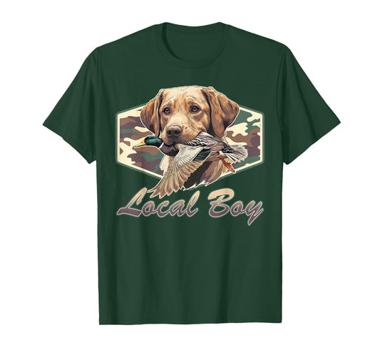 Camo Southern Local Boy Labrador Duck Hunting Outdoor Nature T-Shirt