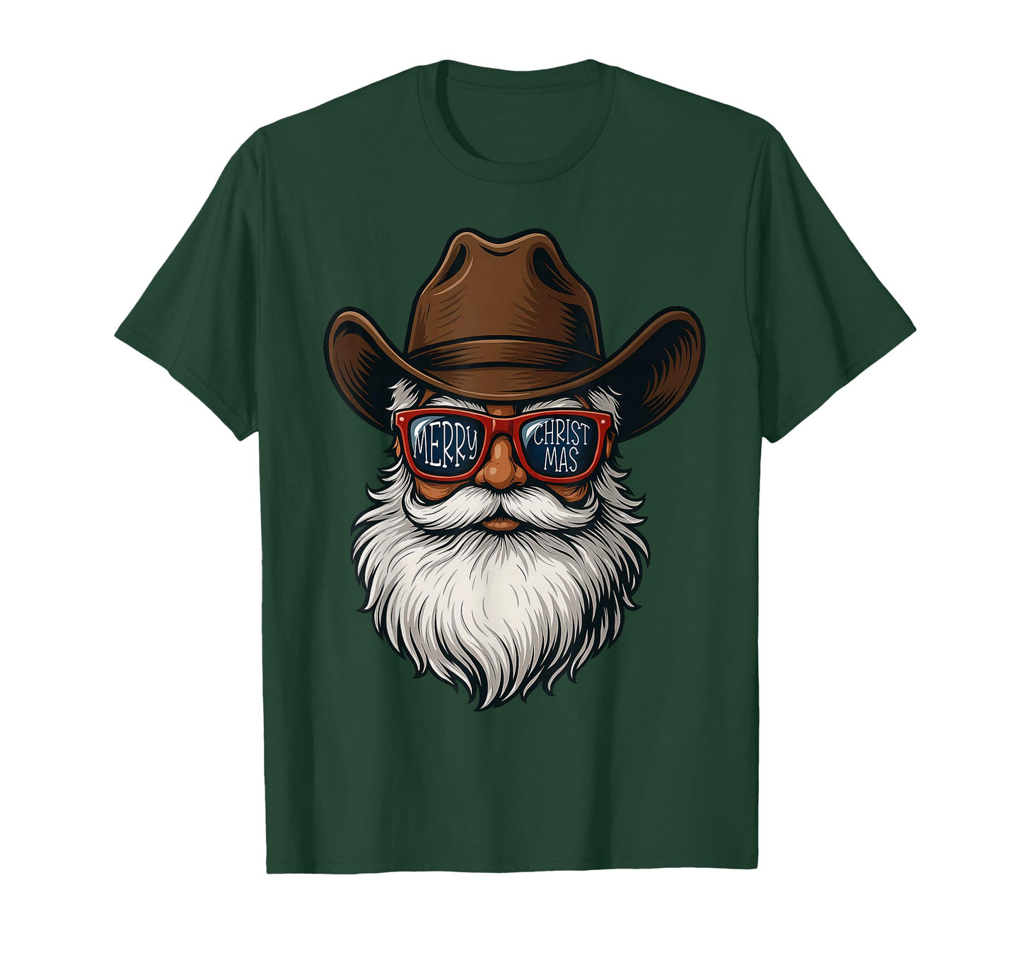 Merry Christmas Santa Cowboy Xmas Country Men Women Kid T-Shirt