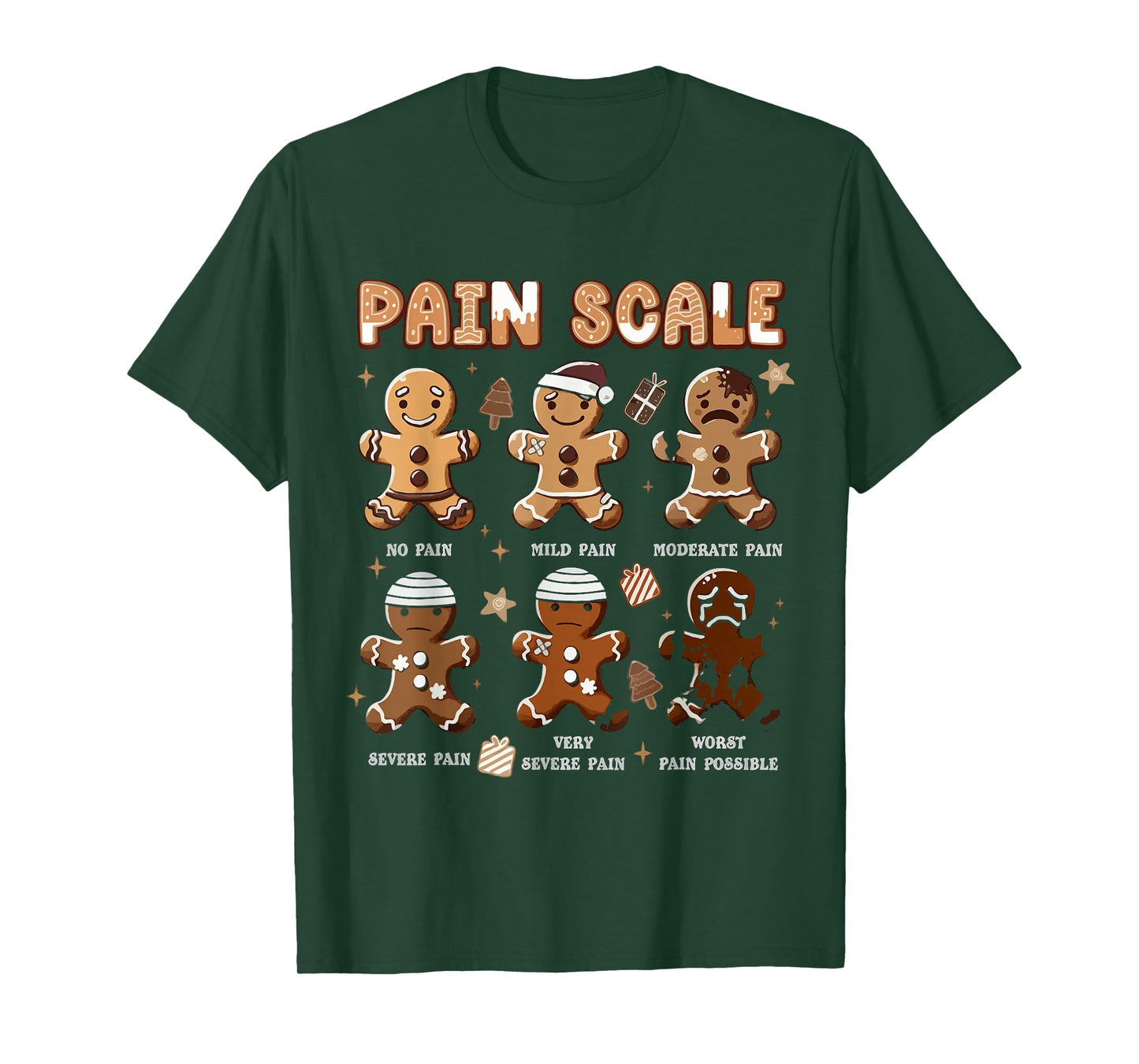 Funny Christmas Nurse Shirt Xmas Nurse Pain Scale Men Women T-Shirt